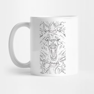 Party Bear , Neotraditional Angry Bear Animal Tattoo inspired illustration Mug